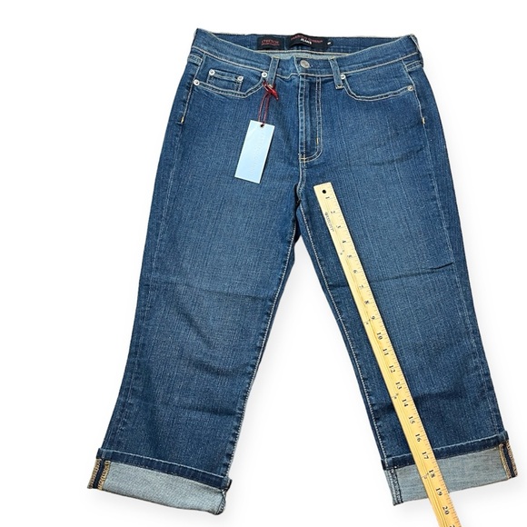 Fabrizio Gianni Women’s Denim Cropped/Capri Cuffed Stretch Blue Jeans Size 8 NWT - Picture 4 of 5